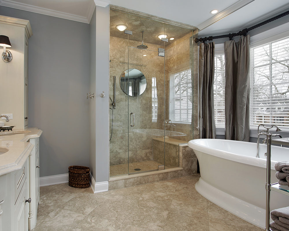 master bathroom interiors remodeled with shower tiles and bathtub installed rockaway nj