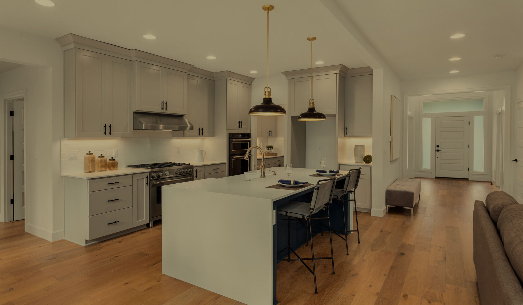 luxury residential property kitchen interiors remodeled with white cabinets and countertops rockaway nj